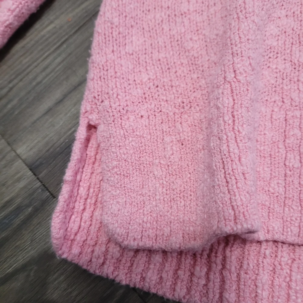 J. Crew Light Pink V-Neck Sweater XS Slub Knit Cotton Blend
